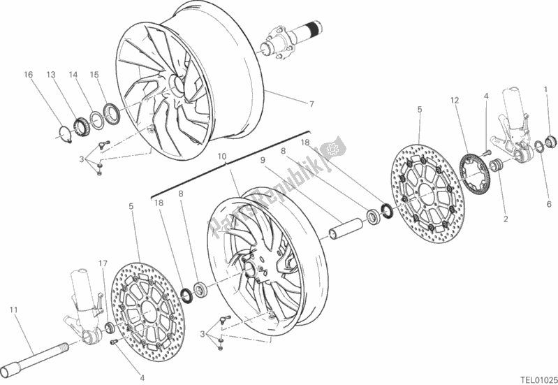 All parts for the Wheels of the Ducati Diavel Xdiavel S Brasil 1260 2017
